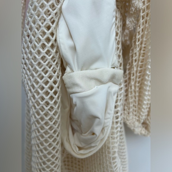 PATBO LONG SLEEVE FRINGE BEACH MAXI IVORY DRESS SMALL - Picture 12 of 12